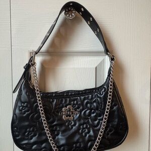 Limited Too Black Quilted Shoulder Bag with Silver Chain